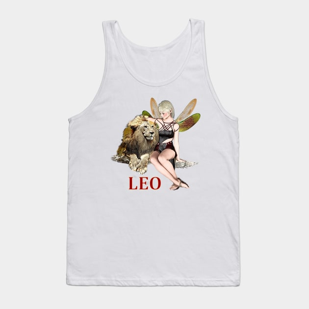 Leo zodiac t-shirt for women with fairy art Tank Top by Fantasyart123